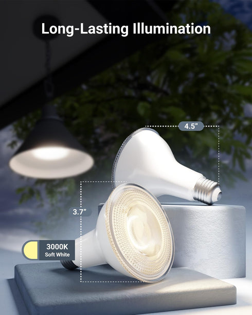 4 Pack PAR30 Bulbs, 850 11W, 3000K Non-Dimmable, E26, Bulb Sunco LED Dusk to Dawn Light Lumens, Soft White, Wet Rated