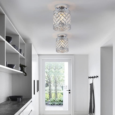 Create For Life (6 inch Mini Style Modern Decor Crystal Flush Mount Ceiling Light Fixture Crystal Chandeliers Light