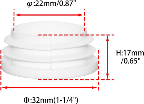 10 32 mm, 1-1/4" Flyshop White Round Ribbed Tube Inserts Chair Table Legs Plastic Plugs Tubing End Caps, Pcs, Outside