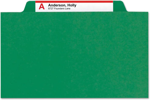 Smead Pressboard Classification File Folder - SafeSHIELD Fasteners, 2 Dividers, 2" Expansion, Letter Size, Green