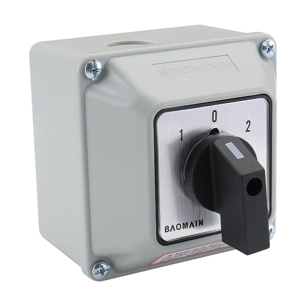 Baomain Universal Rotary Changeover Switch - SZW26-20/D202.2D-W with Wider Master Switch Exterior Box, 660V 20A, 3