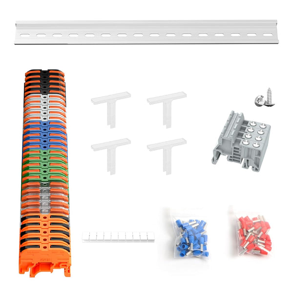 KV121 Terminal Block Kit, 600V 32A 24-12 AWG Compact Lever Wire Connectors,