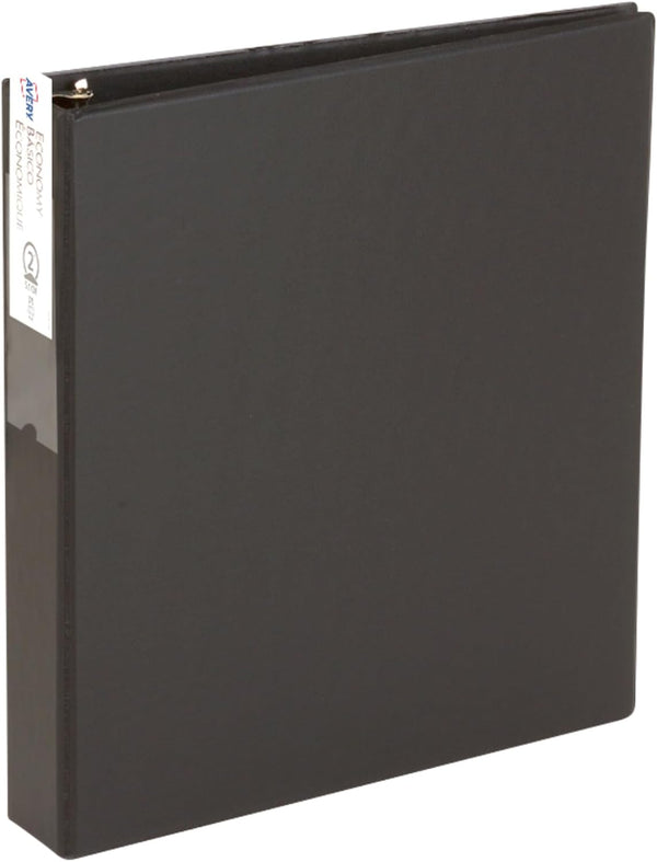 Avery Economy 3 Ring Binder, 2" Round Rings, 1 Black Binder