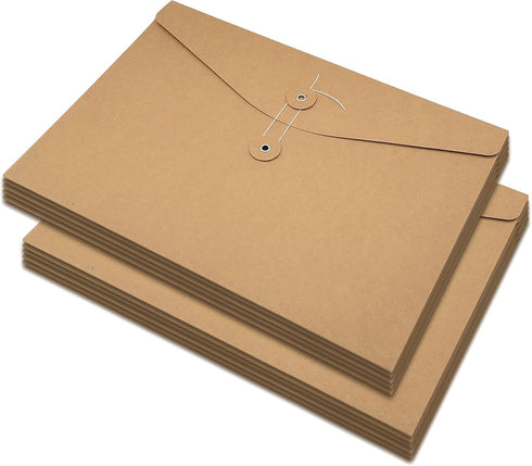 Funny Live 10 Pcs A4 Kraft String Envelope File Folders Organizer for Projects, Contracts, Bills, Office Supplies