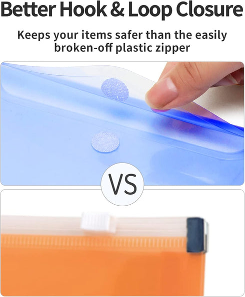 Sooez 24 Pack Clear Plastic Pencil Pouch, Poly Envelopes File Bag with Label Pocket for A6 Size Files