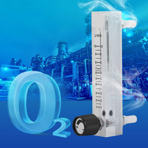 LZQ-7 Flowmeter with Control Valve 1-10LPM for Unidirectional Gas/Oxygen/Air Measure, 8mm Barbs