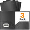 Dunwell Plastic Folders with Pockets (Black, 3 Pack), Durable Acid-Free Poly 2 Pocket Folders for School or Office