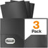 Dunwell Plastic Folders with Pockets (Black, 3 Pack), Durable Acid-Free Poly 2 Pocket Folders for School or Office