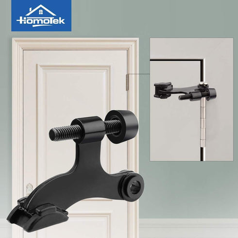 HOMOTEK 12 Pack Hinge Pin Black Door Stopper - Adjustable Heavy Duty Door Stopper 2-1/2"x1-3/4” with Black Rubber