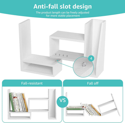 Desktop File Organizer Desk Organizer Shelf - White Office Organization Shelves for Top of Desk Organizers