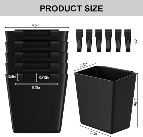 WBKATN 6 Pack 6 6 Rolling Cart Accessories, Black Plastic Hanging Cup Holder for Utility Storage Carts Organizer