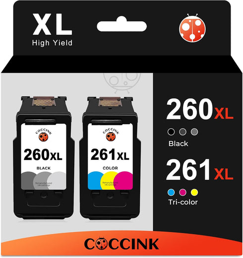 COCCINK 260XL 261XL Ink Cartridge Replacement for Canon Pixma TS6420 TS6420a TS6400 TS5300 TS5320 TR7020 TR7020a TR7022