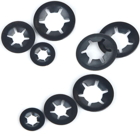 260pcs 7 Size Internal Tooth Starlock Washers Locking Washer Assortment Kit, Black Oxide Finish