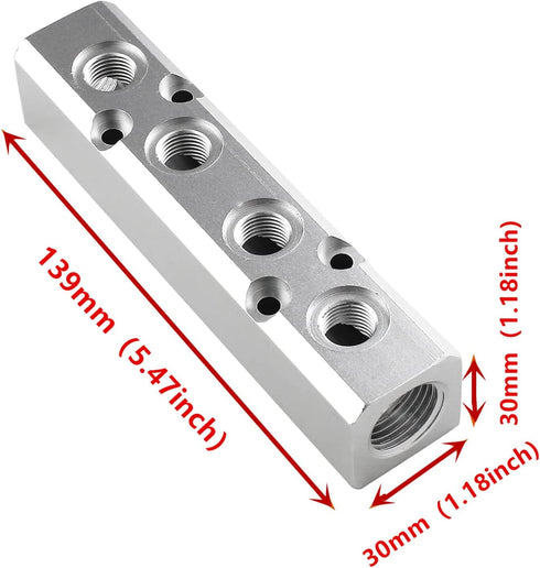 4 Way Pneumatic Manifold Air Distribution Block, Compressed Air Manifold Pneumatic Block, Air Coupler Fast Connector for Pneumatic Air Compressor by XMHF