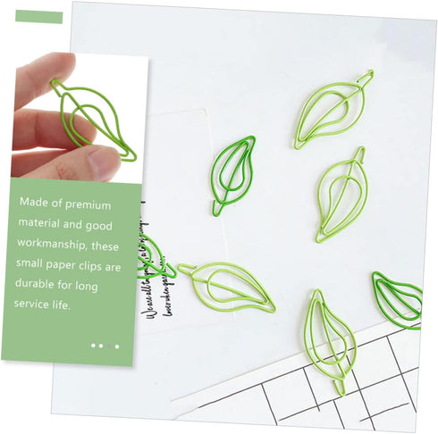 STOBOK 30pcs Colored Paper Clip File Folders, Leaf Shaped Paper Clips for School and Office Supplies