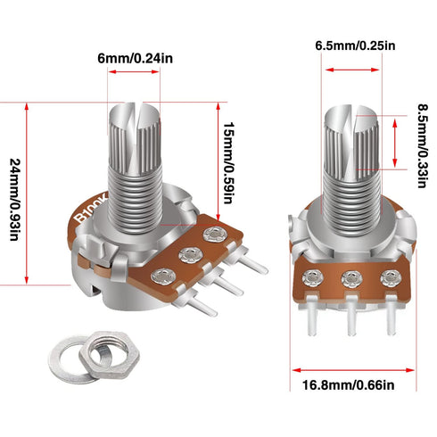 Taiss 77PCS Potentiometer Kit with Rotary Knobs, WH148 1K-100K Ohm Assortment for Variable Resistor