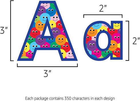 Hygloss Products 3 Inch Bulletin Board Letters and Numbers – Punch Out Smiley Faces Design Combo – 350 Pieces