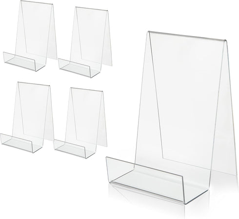 ZOEY 5 Pack Acrylic Book Easel Stand with Ledge for Displaying Books, Music Sheets, Artworks, CD, Tablet
