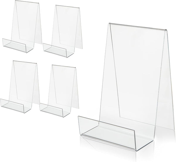 ZOEY 5 Pack Acrylic Book Easel Stand with Ledge for Displaying Books, Music Sheets, Artworks, CD, Tablet