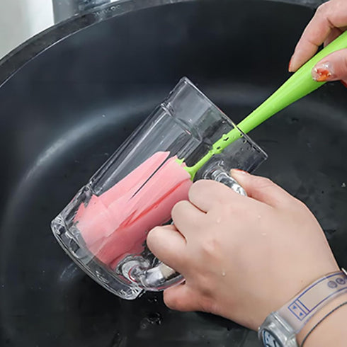 NUEAYMS Kitchen Cup Scrubber Mug for Coffee Cup Safe PP and Removable Head Flower Cleaning Brush Tall Bottle Glass