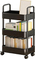 Generic Rolling Carts with Wheels | Rolling Book Cart,3/4 Tier Utility Rolling Carts