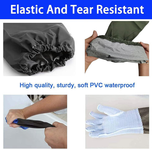 Long Waterproof Rubber Gloves, 28 Shoulder Length Insulated PVC Coated, Chemical Resistant