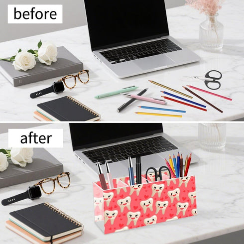 Ainavmxzs 4 Funny Cute Healthy Teeth Acrylic Clear Brush Holder With Compartments Organizer For Vanity Vanity Brush