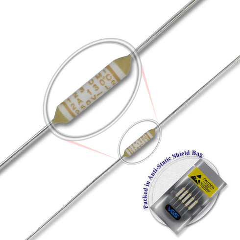 VG_S 5 pcs ELCUT UMI Microtemp Thermal Fuse Axial Type, 130C 2A 250V