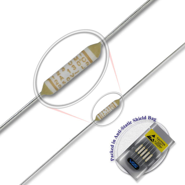 VG_S 5 pcs ELCUT UMI Microtemp Thermal Fuse Axial Type, 130C 2A 250V