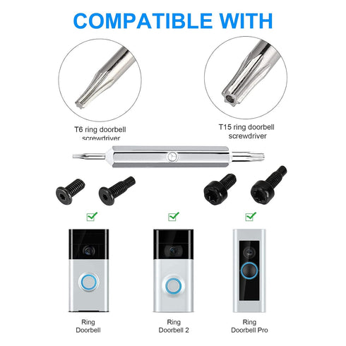 Replacement Ring Doorbell Blue Screwdriver T6 T15 & 20Pcs Screws for Ring Doorbell Models