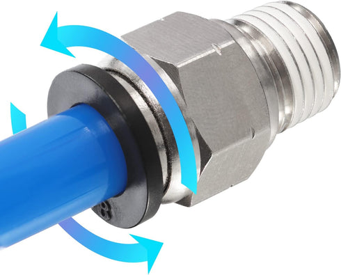 PNEUMATIC Elbow and Straight Combination Push to Connect Fittings, 1/2 Inch Tube OD x 1/4 NPT Thread (Pack of 12)