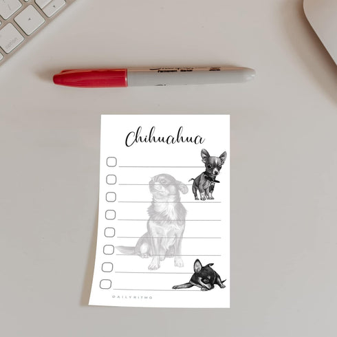 Chihuahua Sticky Notepad To Do List, Dog Lover Gifts for Women, Office School Supply Sticky Notes - 4"x6"