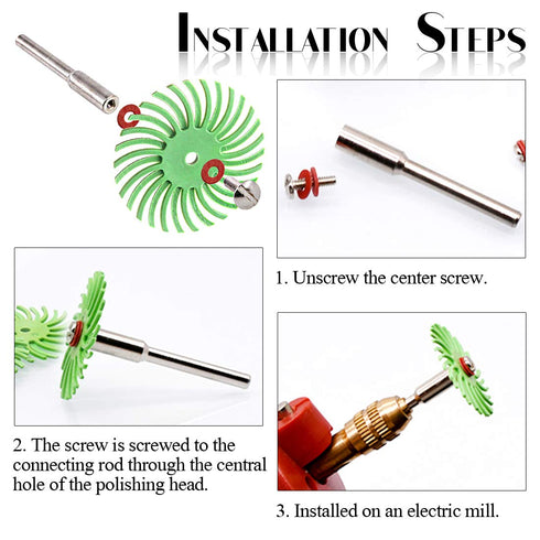 Swpeet 66Pcs 1 Inch Mixed Grit Radial Bristle Disc Abrasive Brush Kit with 1/8" Shank for Rotary Tools