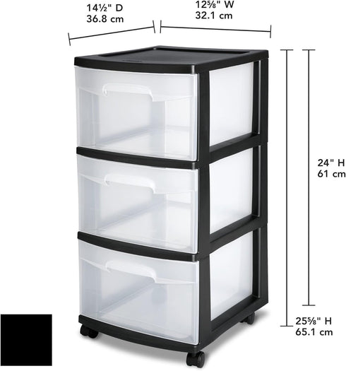 LovingStar 3 WheelsSet 1 Plastic Storage Drawer Cart, Medium Home Organization Storage Container with Large Drawers
