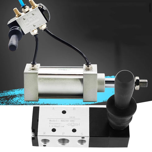 Pneumatic Manual Control Valve 5 Port 3 Position Hand Lever Valve, 0~0.8Mpa, Solenoid Valve (Inlet PT1/4, Exhaust G1/8)