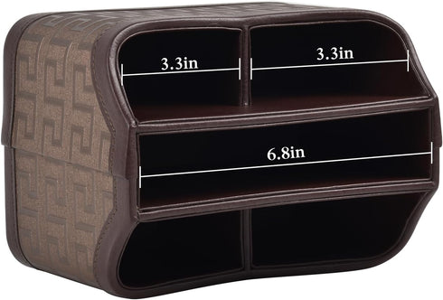 Leather Remote Control Holder, 360° Rotatable Bedside Nightstand Phone Caddy for Desk Organizer & Office Supplies
