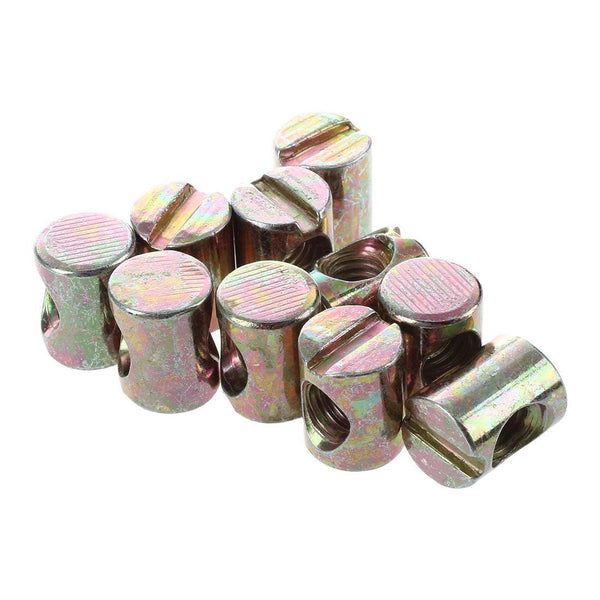 Qintreesify 10 Pcs M6 Barrel Bolts Dowel Slotted Furniture Nut for Beds Crib