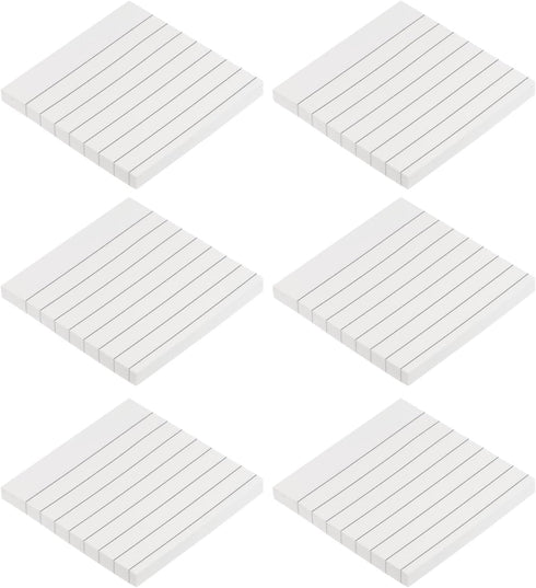 PATIKIL Lined Sticky Notes, 3 x 3 Inch, 6 Pads/Pack, 480 Sheets, Self-Stick Note Pads for Home Office Business, White