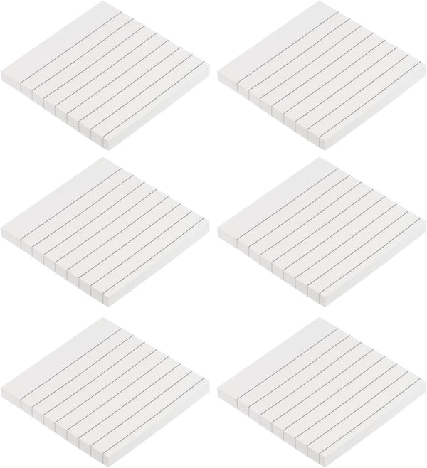 PATIKIL Lined Sticky Notes, 3 x 3 Inch, 6 Pads/Pack, 480 Sheets, Self-Stick Note Pads for Home Office Business, White