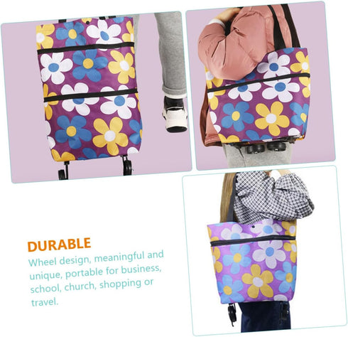 Cabilock Folding Tug Shopping Bag Rolling Cart Roller Cart Trolley Wheels Wheels Foldable Shopping Bags for Groceries