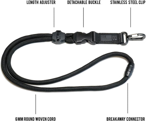 T3 Lanyard U.S. Special Edition - Durable Round Cord with Metal Hook and Breakaway Buckle (American Flag Edition)