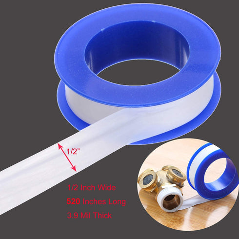 Teflon Plumbers Tape, PTFE Pipe Sealant & Plumbing Thread Tape, White Pipe Sealing Water Seal for Shower Head (1/2 by