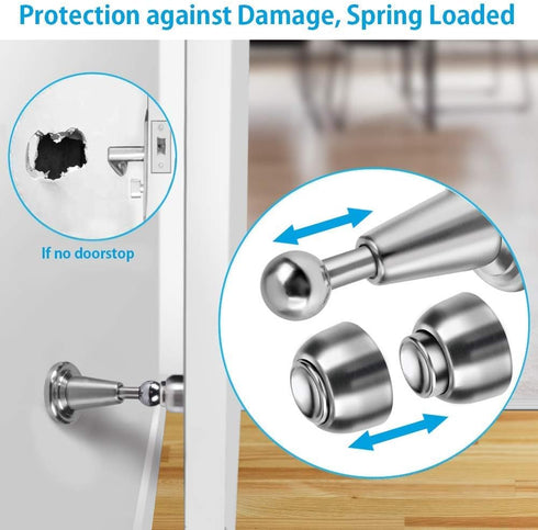Door Stopper, Magnetic Door Stop, Soft-Catch Magnetic Door Catch, Stainless Steel, Brushed Satin Nickel, 1 Pack