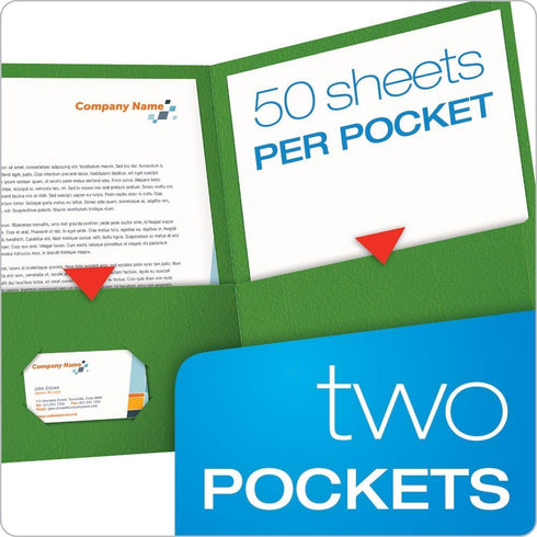 Oxford Twin-Pocket Folders, Textured Paper, Letter Size, Green, Holds 100 Sheets, Box of 25 (57503EE)
