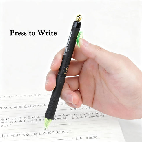 Anxiaoxuan 4 PCS Retractable Fun Outer Space Gel Pens with Large Capacity Refill Black Ink, Comfort Silicone Grip