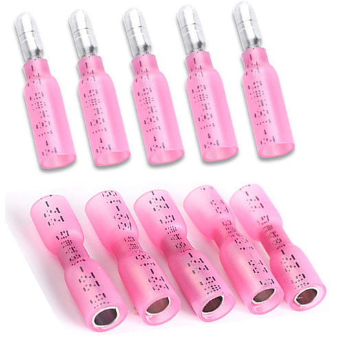 100 Pcs Heat Shrink Bullet Connectors, Female Male Electrical Bullet Butt Terminals, Insulated Waterproof for Automotive