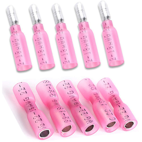 100 Pcs Heat Shrink Bullet Connectors, Female Male Electrical Bullet Butt Terminals, Insulated Waterproof for Automotive