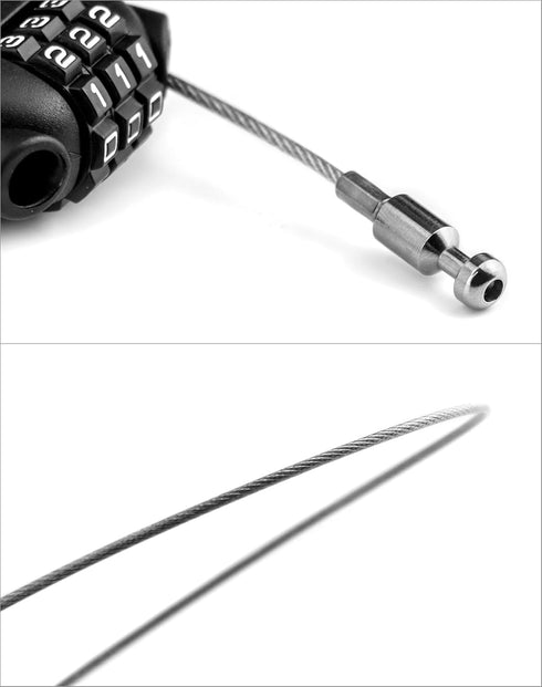 4 Pack QWORK Retractable Cable Lock, Security Password Lock Steel Cable Luggage Locks