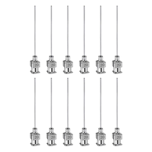 12pcs 20Gauge Stainless Steel Dispensing Needles, 1 1/2" Blunt Tips Luer Lock for Thick Liquids, Ink, Glue, Lab Use