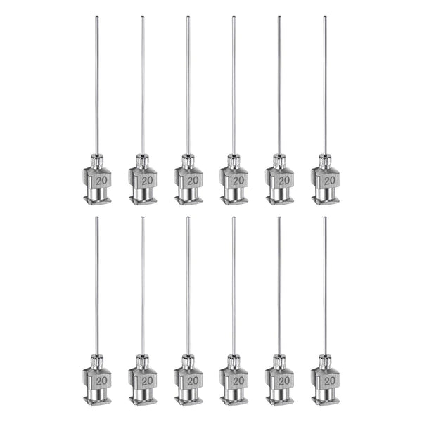 12pcs 20Gauge Stainless Steel Dispensing Needles, 1 1/2" Blunt Tips Luer Lock for Thick Liquids, Ink, Glue, Lab Use